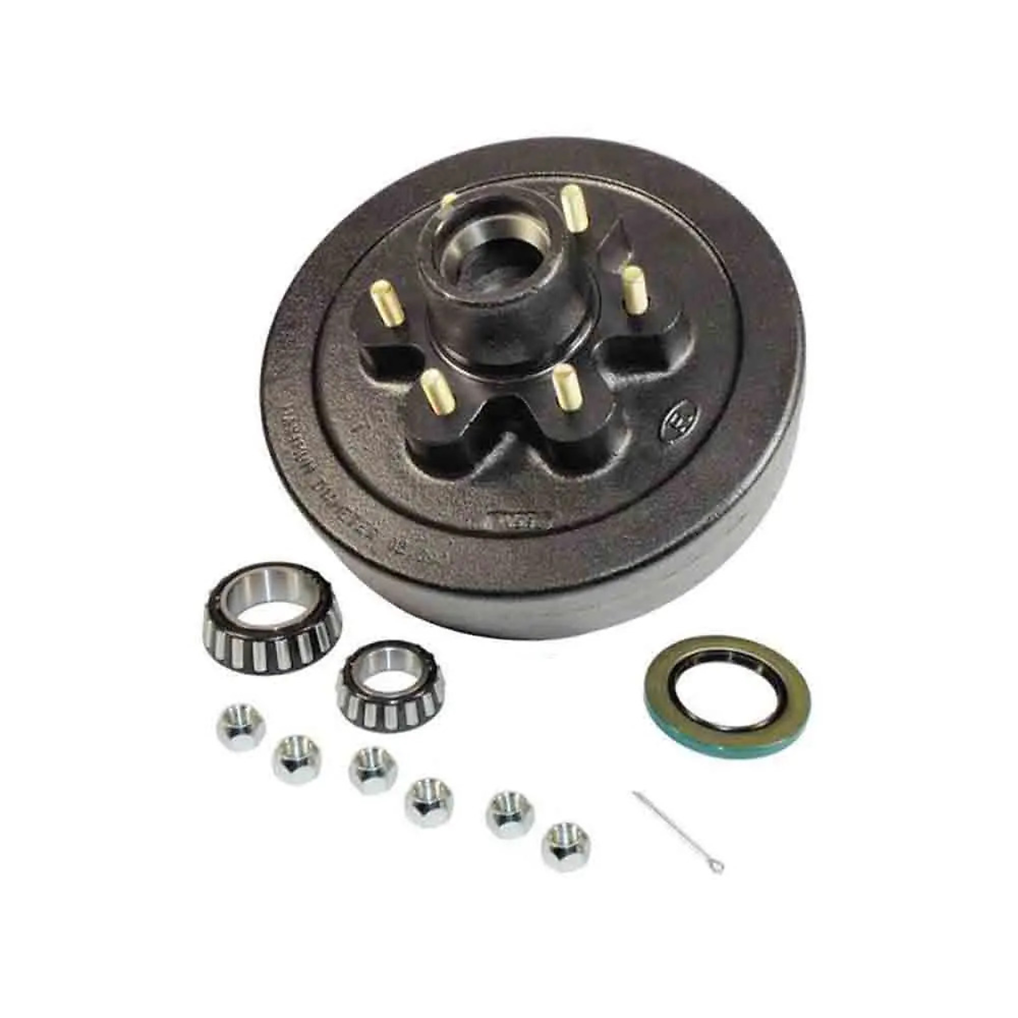 Rigid Hitch, 12-Inch Hub And Drum Assembly, 6-Bolt on 5.5 inch Circle, Works with 1-3/4 To 1-1/4 Tapered Spindles for 5K to 6K Axle, Used with 12 x 2 electric or hydraulic brakes, 3K Capacity per Hubdrum, EZ-Lube, Model# HD-12